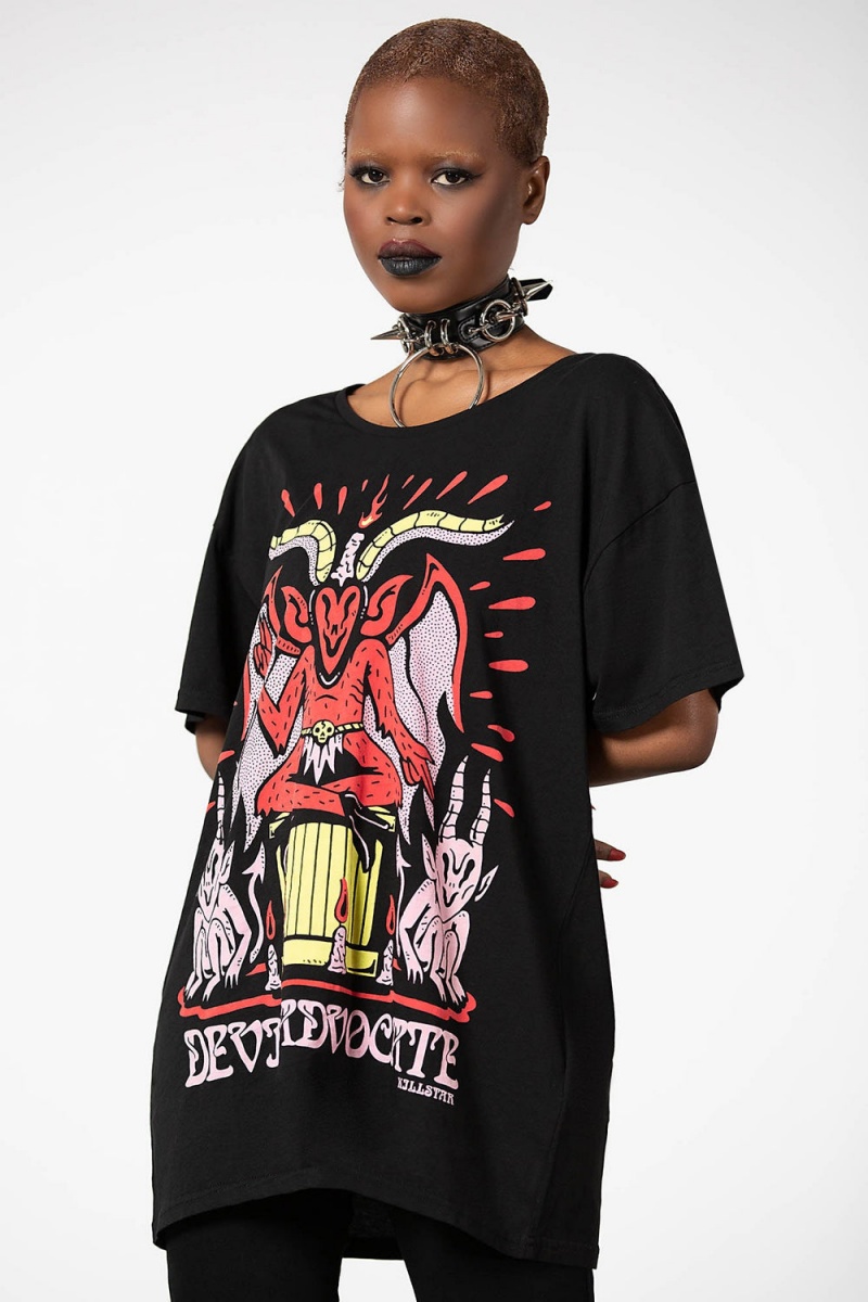 Killstar Devil Incarnate Relaxed Top Černé | SYCHEQ-470