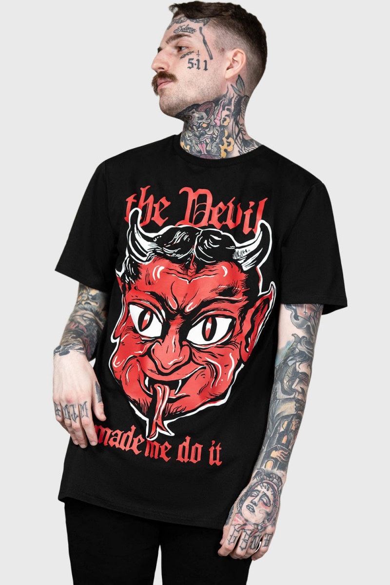 Killstar Devil Night T-Shirt Černé | YXJVZW-641