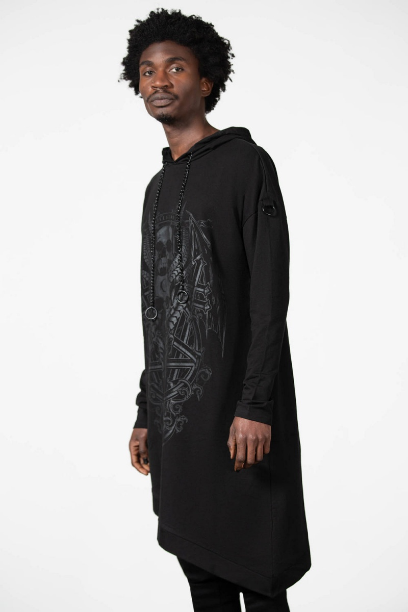 Killstar Dispare Asymmetrical Hoodie Černé | WRXUNI-457