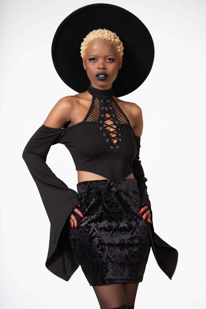 Killstar Doom Duchess Skirt [B] Černé | KCPIAN-548