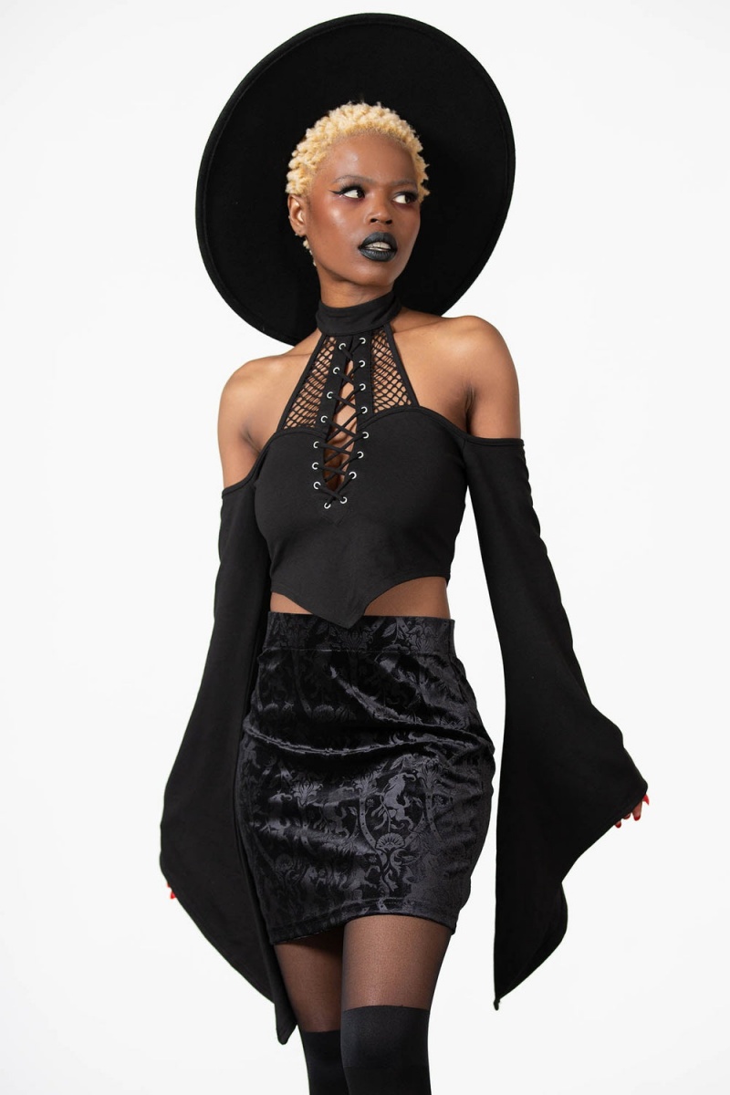 Killstar Doom Duchess Skirt [B] Černé | KCPIAN-548