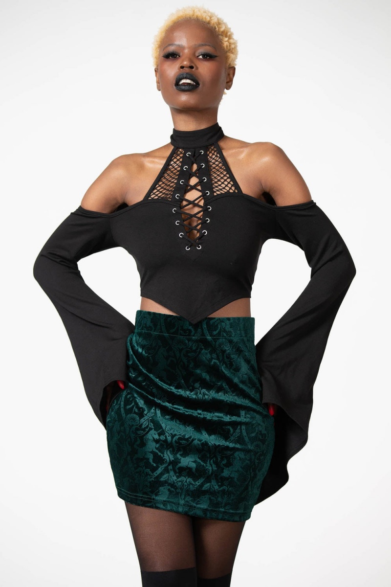 Killstar Doom Duchess Skirt [EMERALD] Zelene | LHFMYC-967