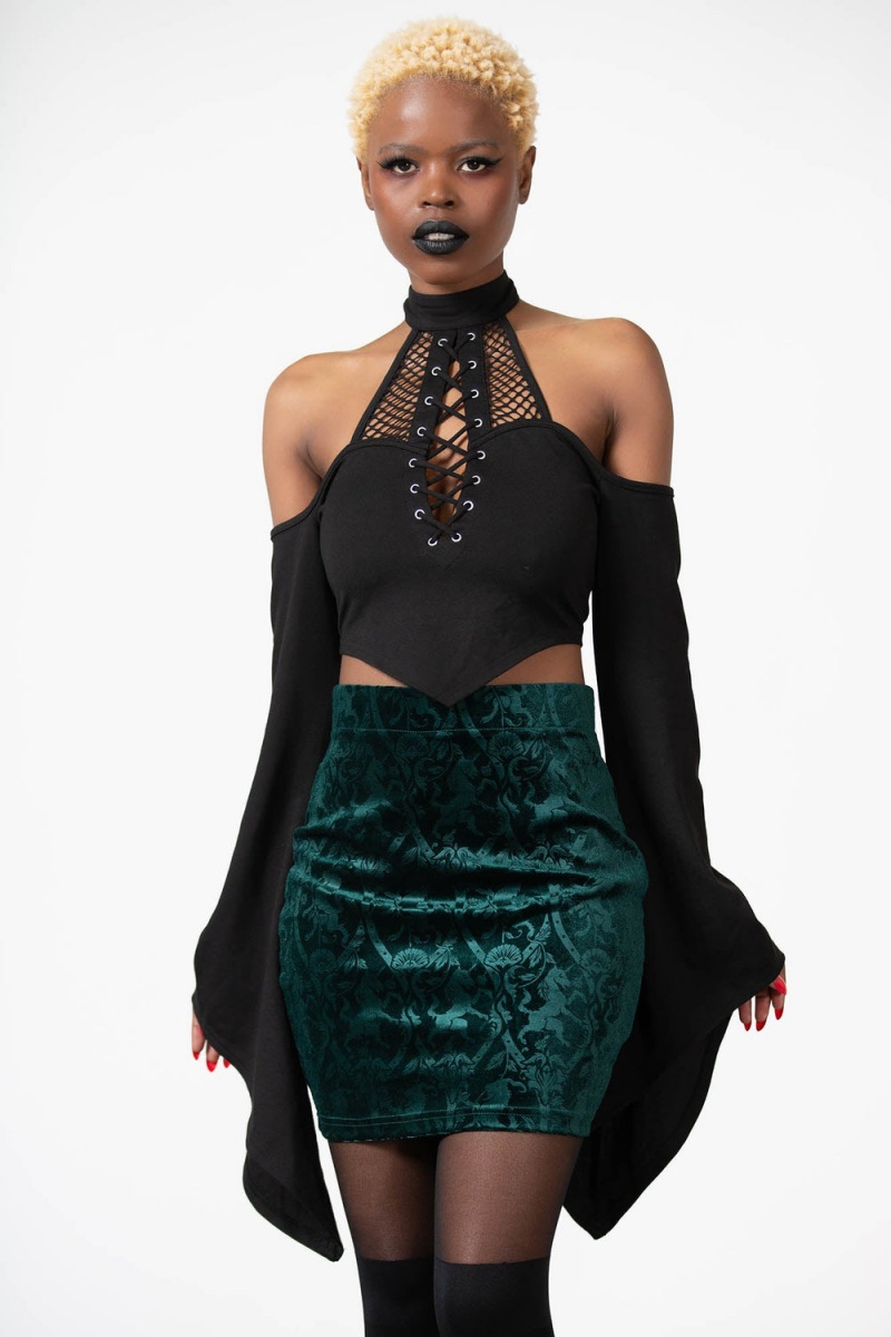 Killstar Doom Duchess Skirt [EMERALD] Zelene | LHFMYC-967