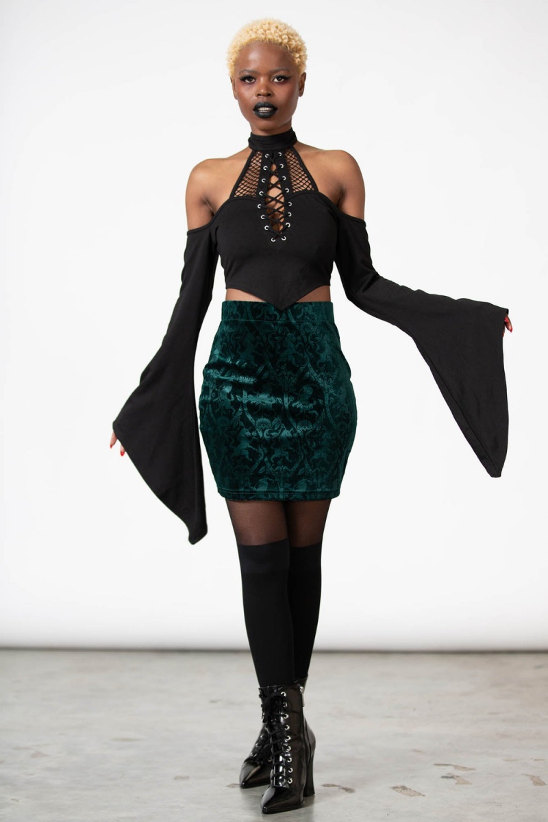 Killstar Doom Duchess Skirt [EMERALD] Zelene | LHFMYC-967