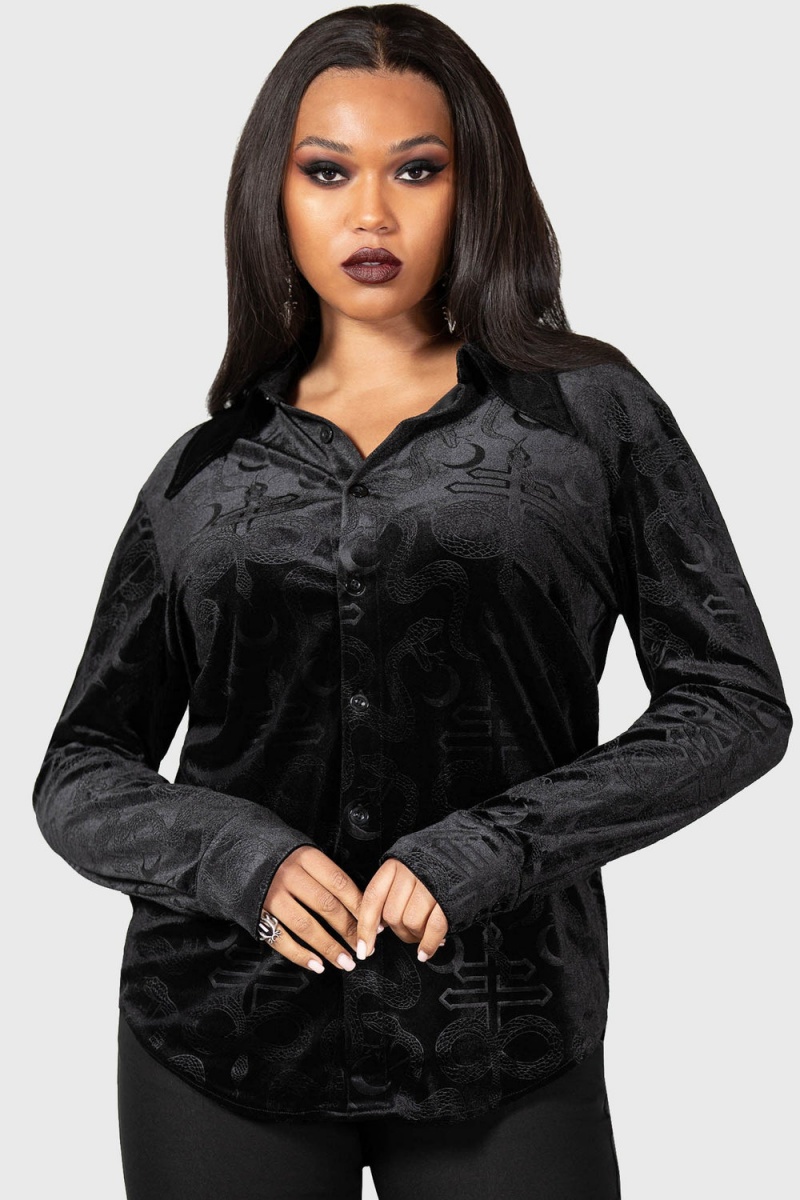 Killstar Draegen Shirt Černé | VCOTGS-531