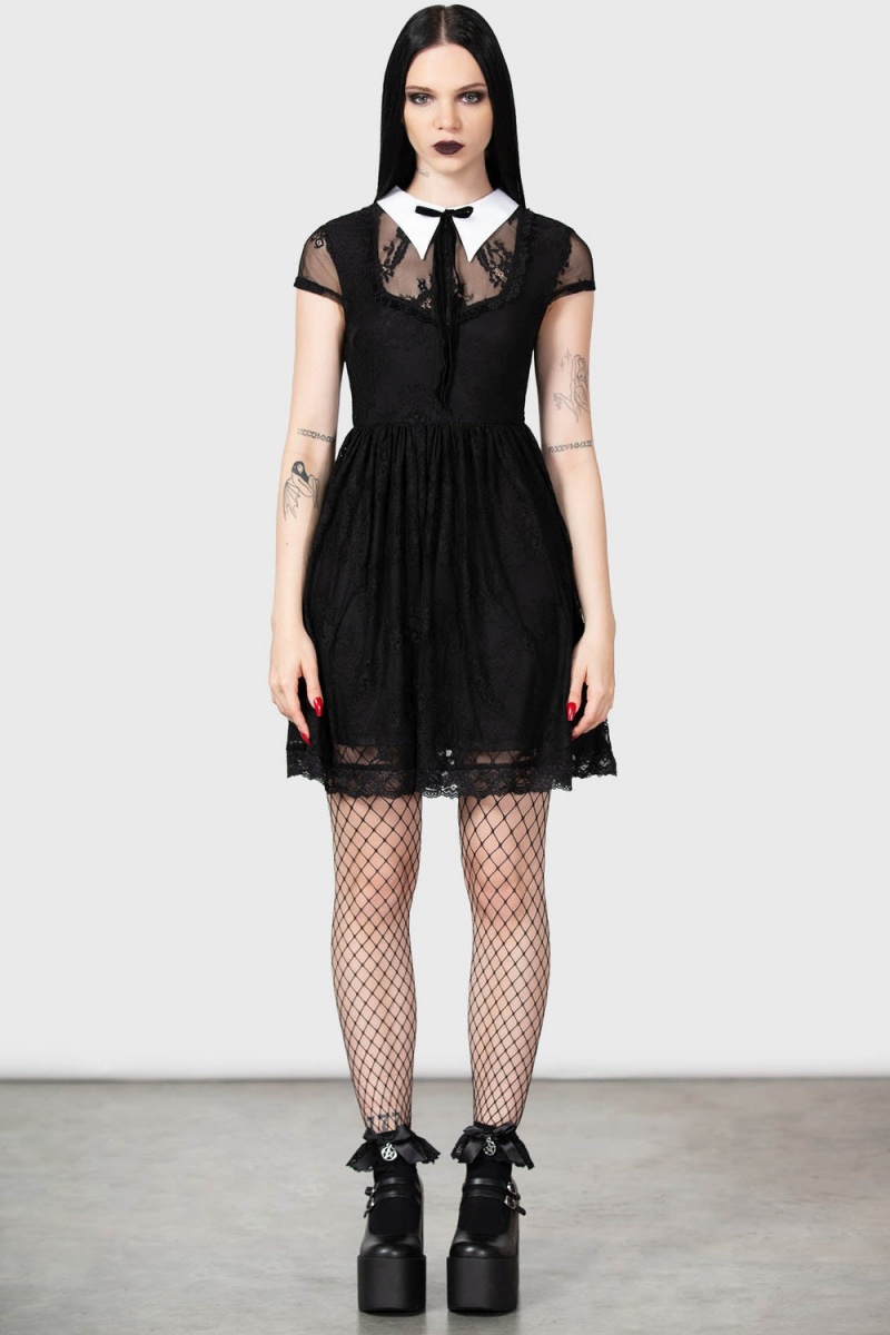 Killstar Dreadful Babydoll Šaty Černé | UJGHYP-705