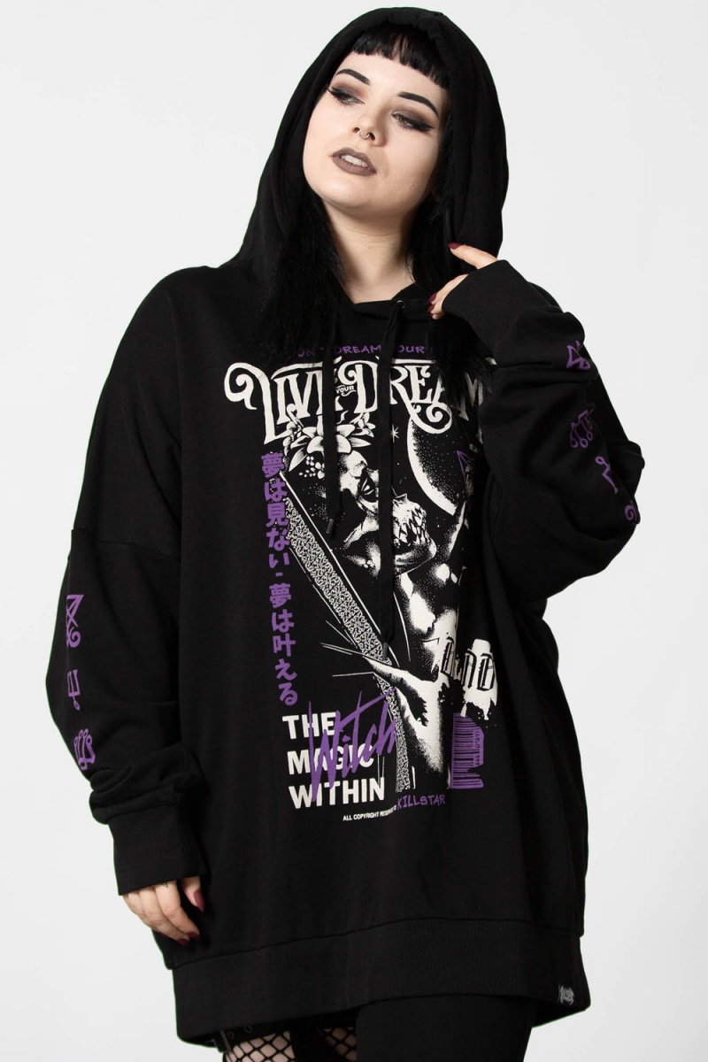 Killstar Dream Oversized Hoodie Černé | VULTWM-481