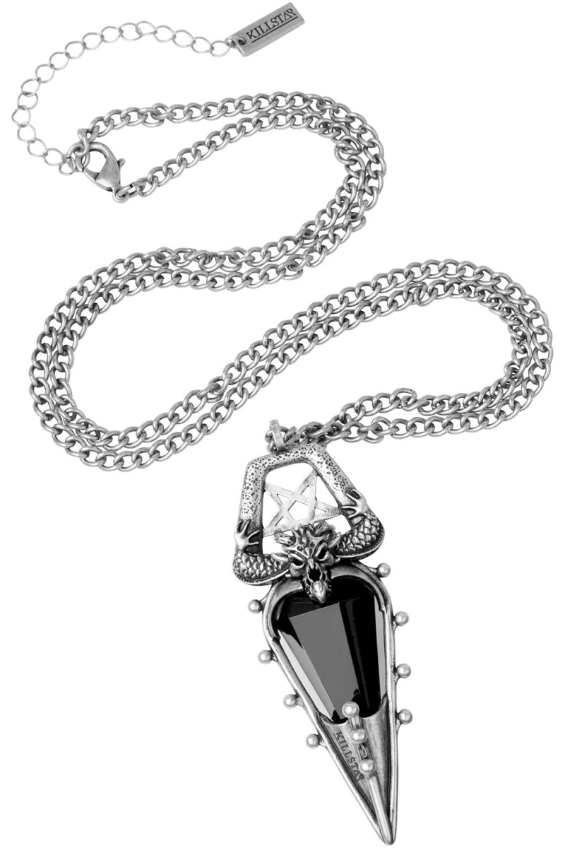 Killstar Drogonight Necklace Stříbrné | NLMKGX-357