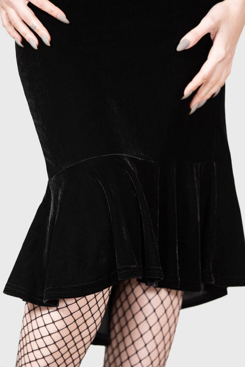 Killstar Drusilla Midi Skirt Černé | CWBVEM-251