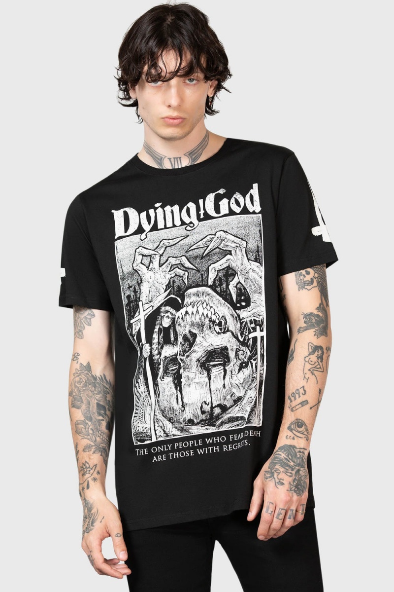 Killstar Dying God T-Shirt Černé Bílé | NPGXYH-849