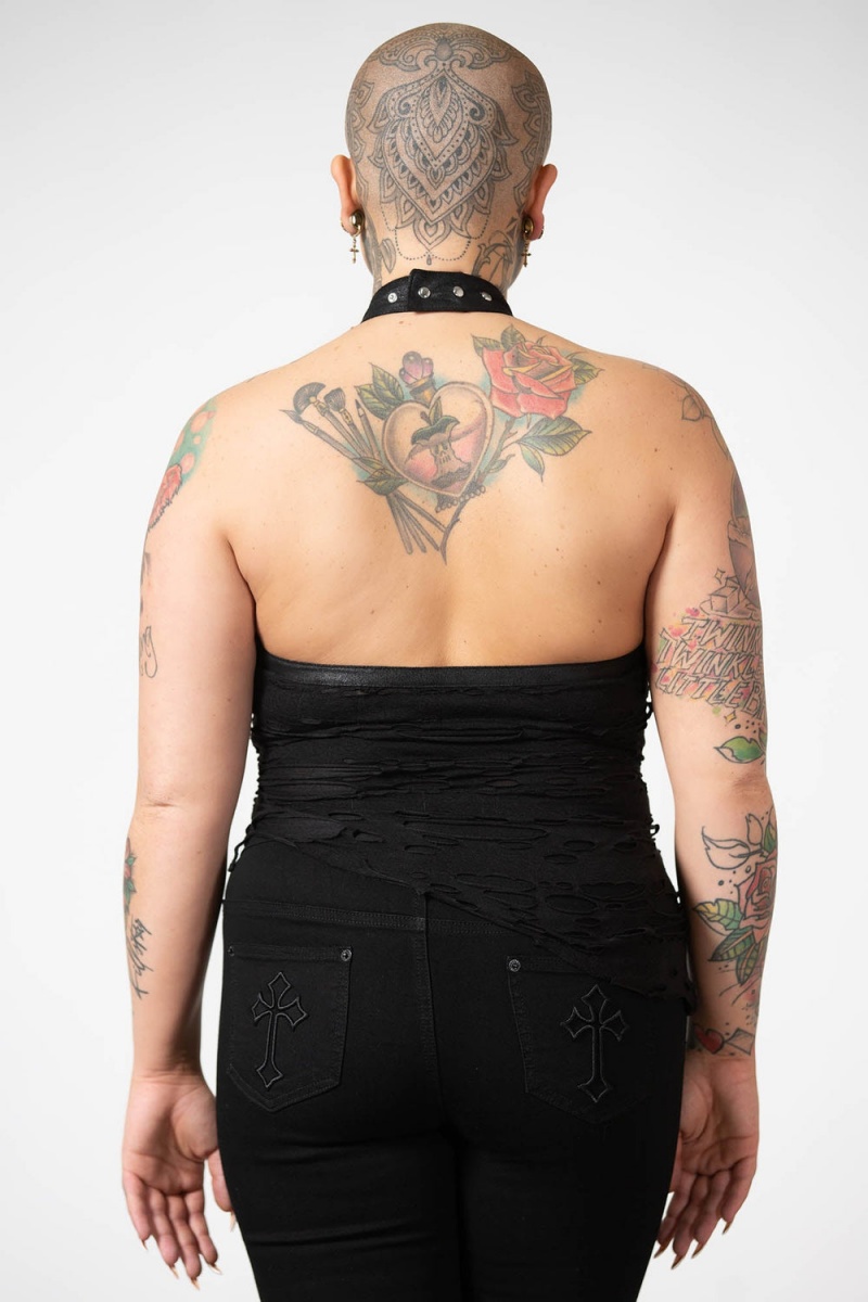 Killstar Dystopian Halter Top Černé | ZGICYL-601