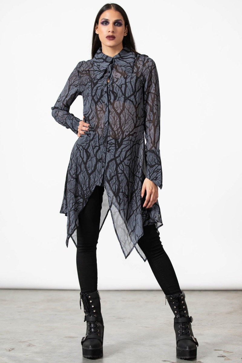 Killstar Eclipsa Button-Up Shirt Černé | ABPHCK-120