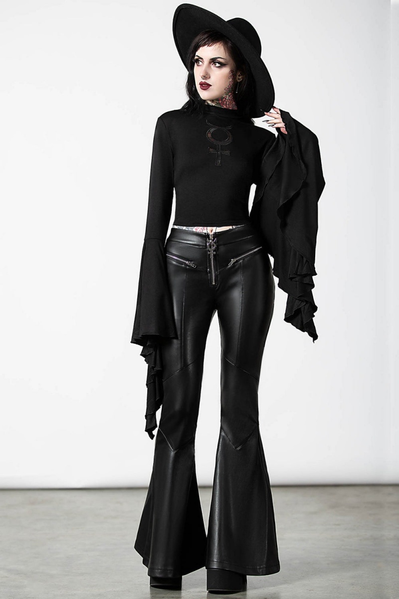 Killstar Elemental Eclipse Crop Top Černé | SRZGXY-615