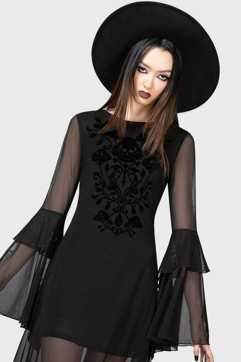 Killstar Elfin Heart Maxi Šaty Černé | QMKUVS-806