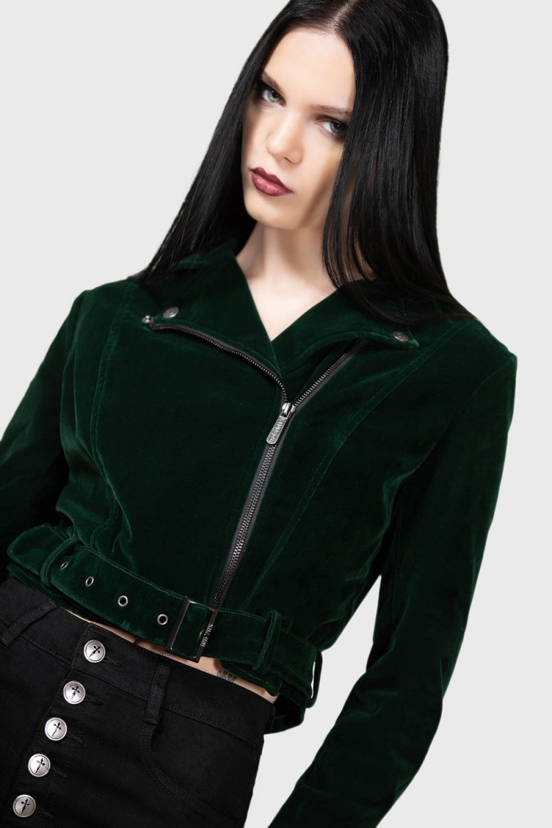 Killstar Emerald Goddess Cyklistické Jacket Zelene | EQYZXT-298