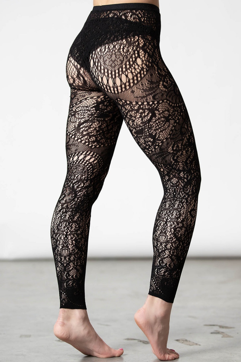 Killstar Empyrean Krajkové Leggings Černé | ULTMQF-965