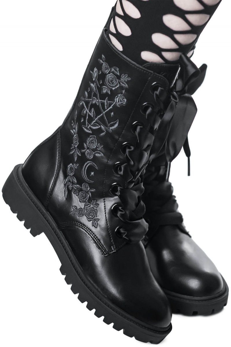 Killstar Enchanted Combat Boots Černé | YTPEUN-793