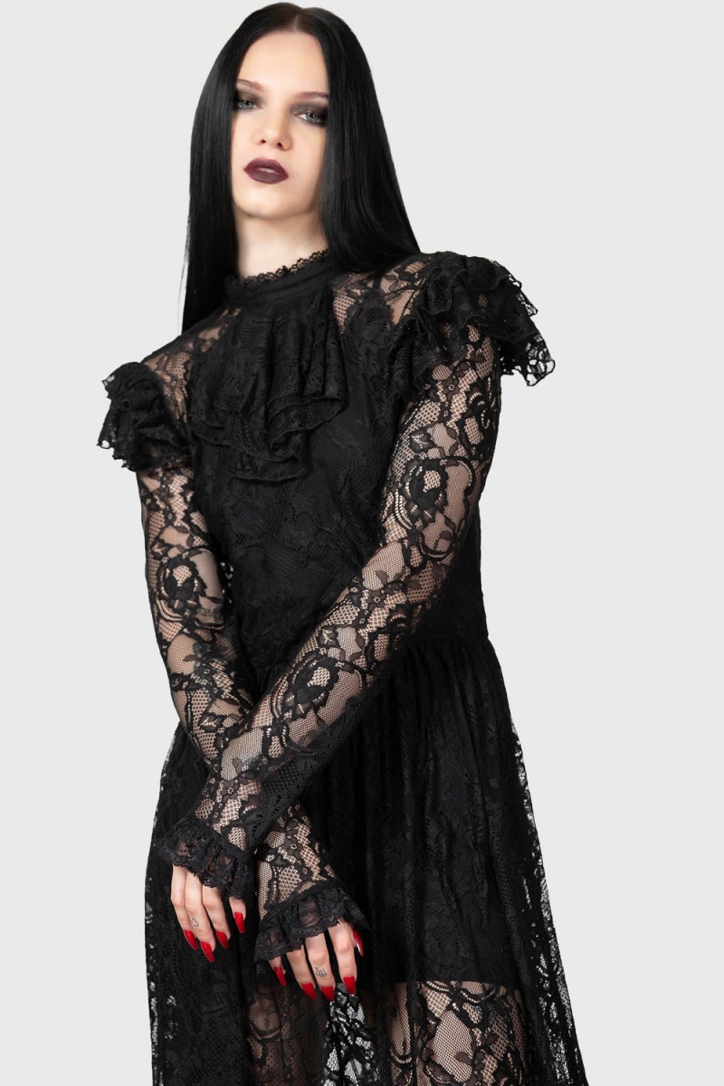 Killstar Enmity Maxi Šaty Černé | GCLWSF-807