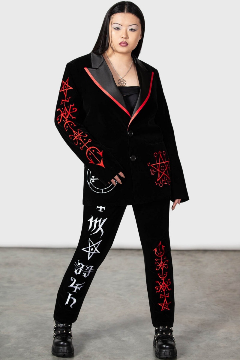 Killstar Enthroned Suit Trousers Černé | GXCDBO-517