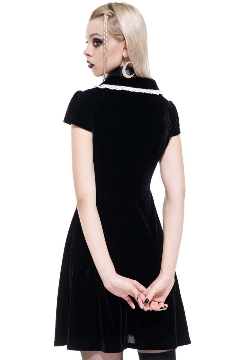 Killstar Every Mourning Collar Šaty [B] Černé | BVLSOJ-342