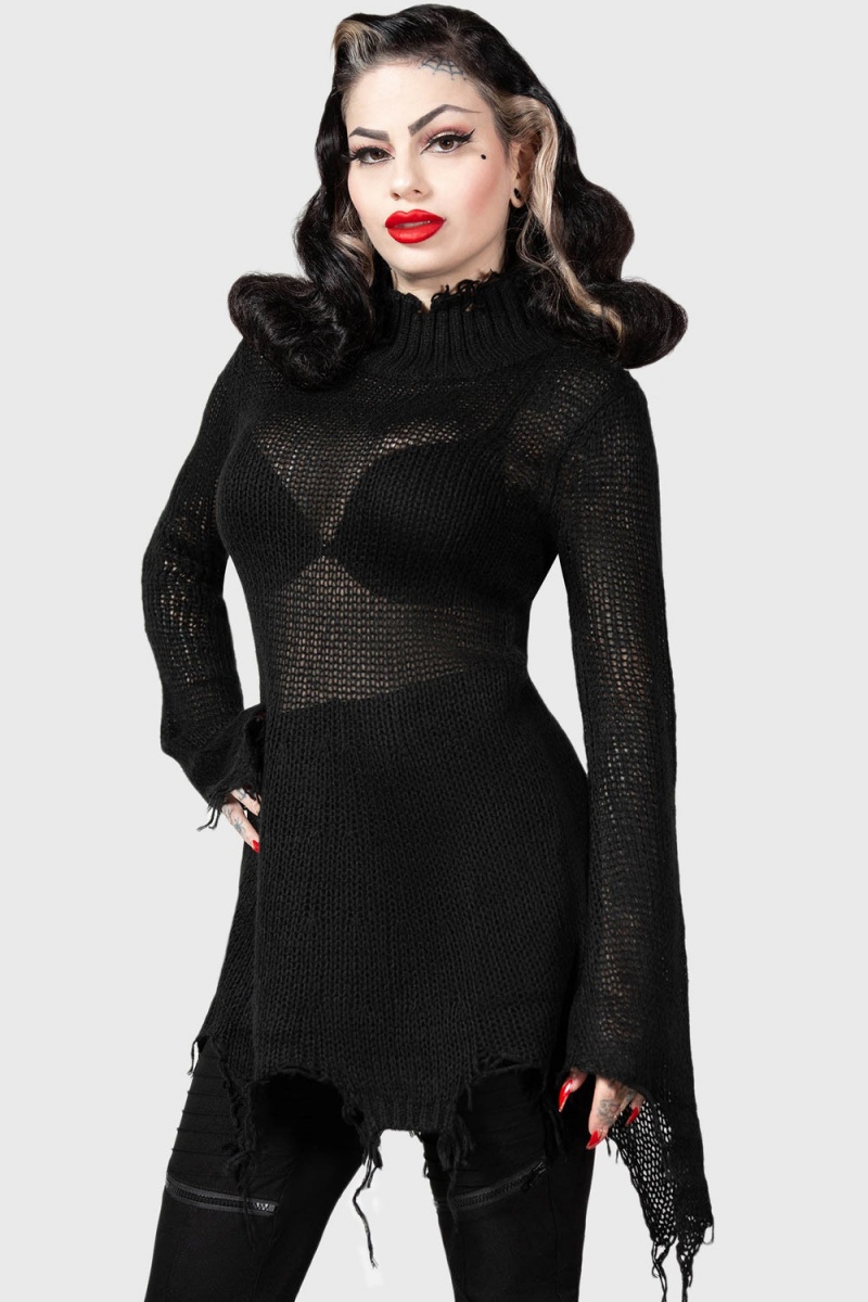 Killstar Faylinn Svetrové Černé | EFMCAH-853