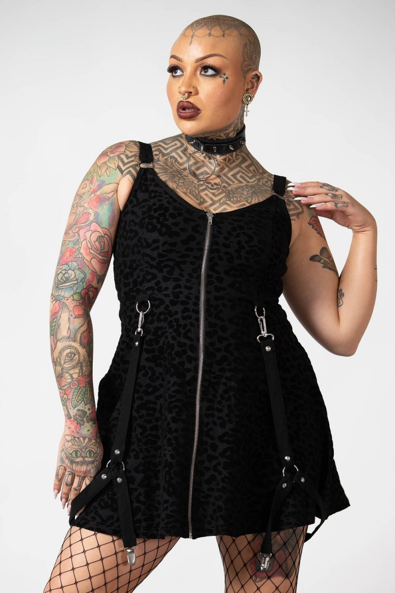 Killstar Feelin Purrty Skater Šaty Černé | OZXEUG-904