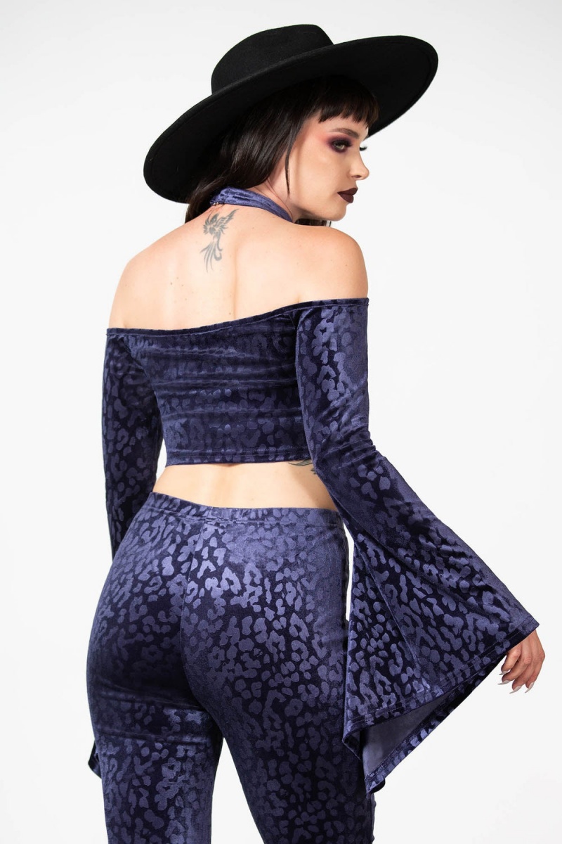 Killstar Felinology Crop Top [PLUM] Fialové | UKNAFL-608