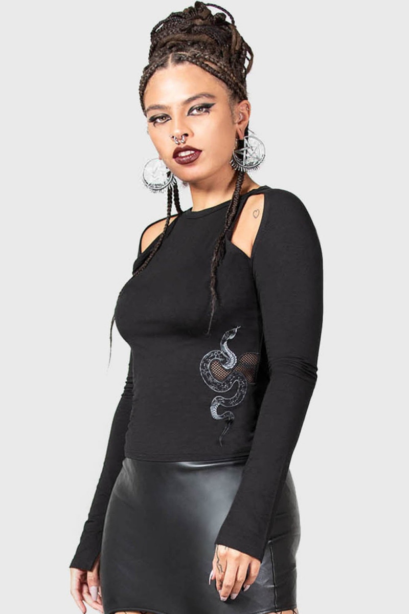 Killstar Femme Fangs Top Černé | DOFUYC-364