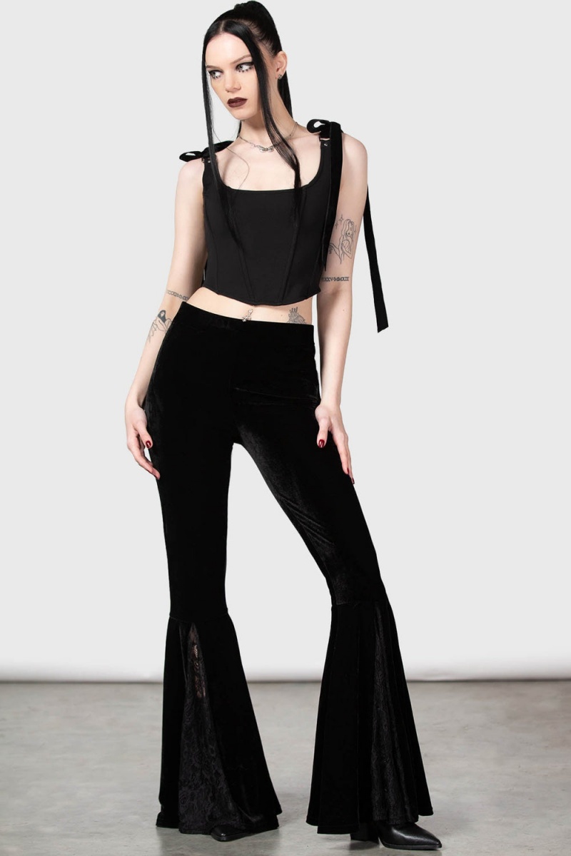 Killstar Flora Corset Top Černé | TEWHPK-295