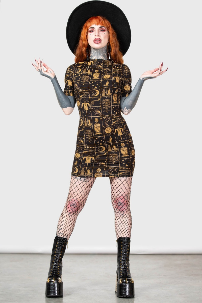 Killstar Folk Horror Bodycon Černé | DANGWK-206
