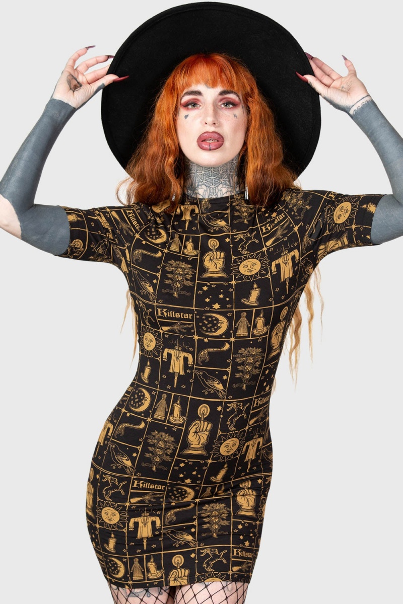 Killstar Folk Horror Bodycon Černé | DANGWK-206