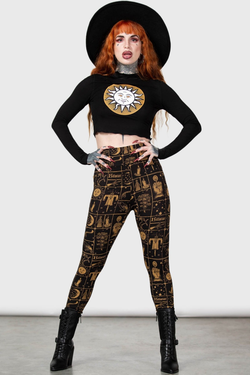 Killstar Folk Horror Leggings Černé | FLVXEJ-203
