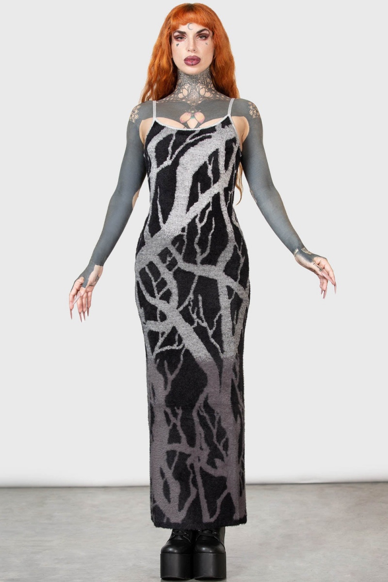 Killstar Forest Knit Šaty Černé | TXOIVS-975