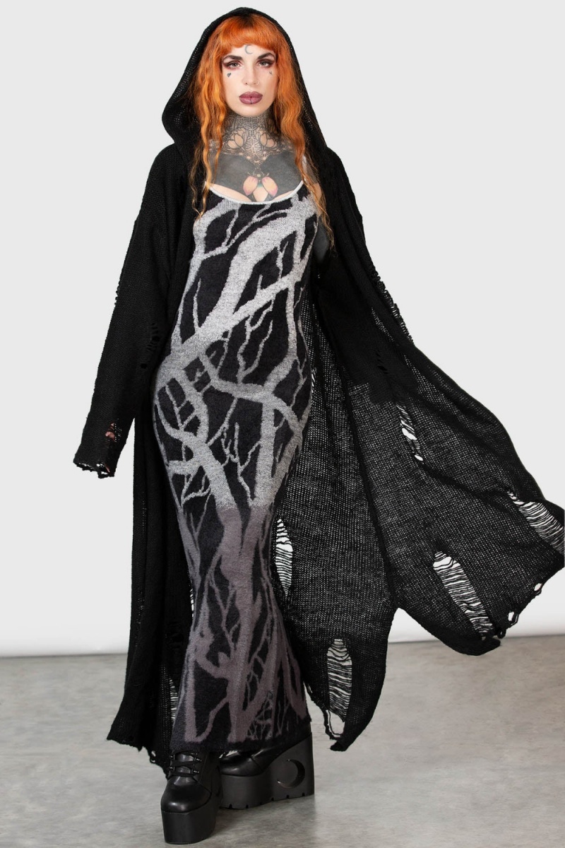 Killstar Forest Knit Šaty Černé | TXOIVS-975