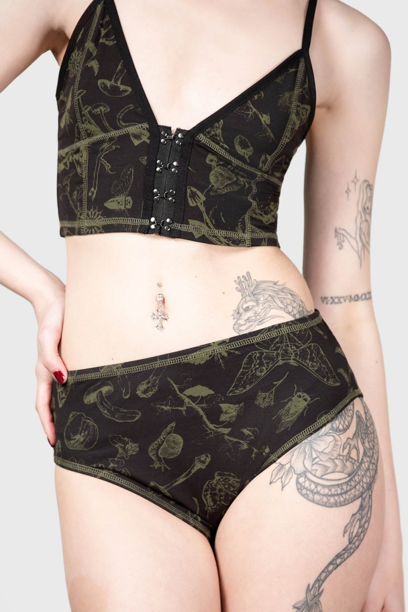 Killstar Forest Lush Panty Černé | UQWGBK-956