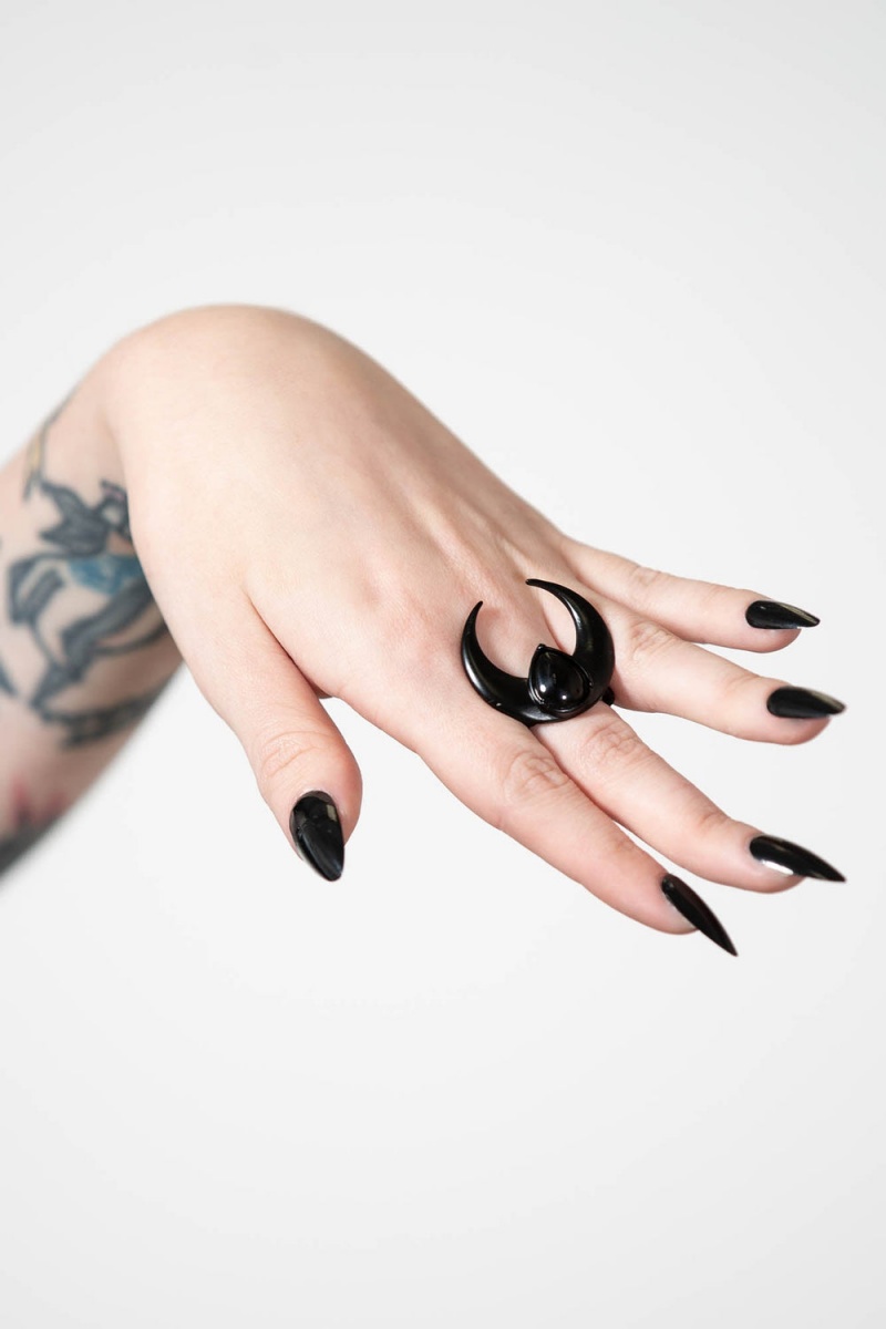 Killstar Forest Moon Ring Černé | QYETHX-925