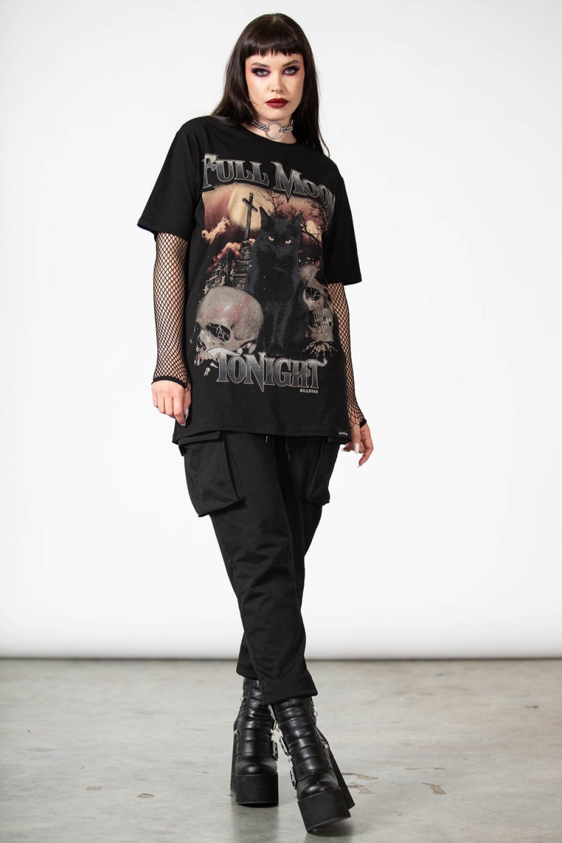 Killstar Full Moon T-Shirt Černé | ZEHTKV-017