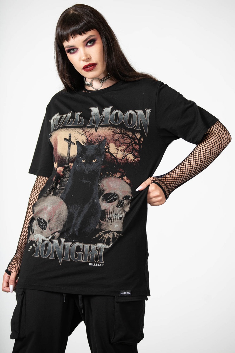 Killstar Full Moon T-Shirt Černé | ZEHTKV-017