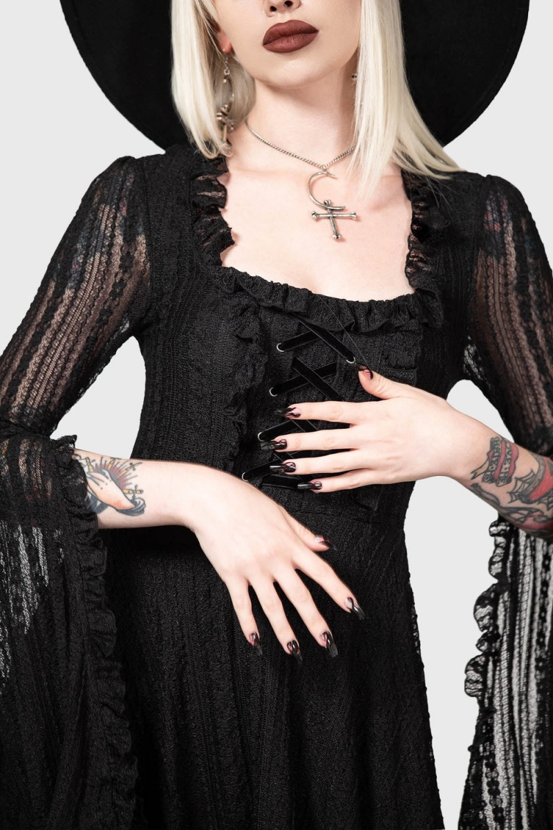 Killstar Gabriela Maiden Šaty Černé | LOMNTI-982