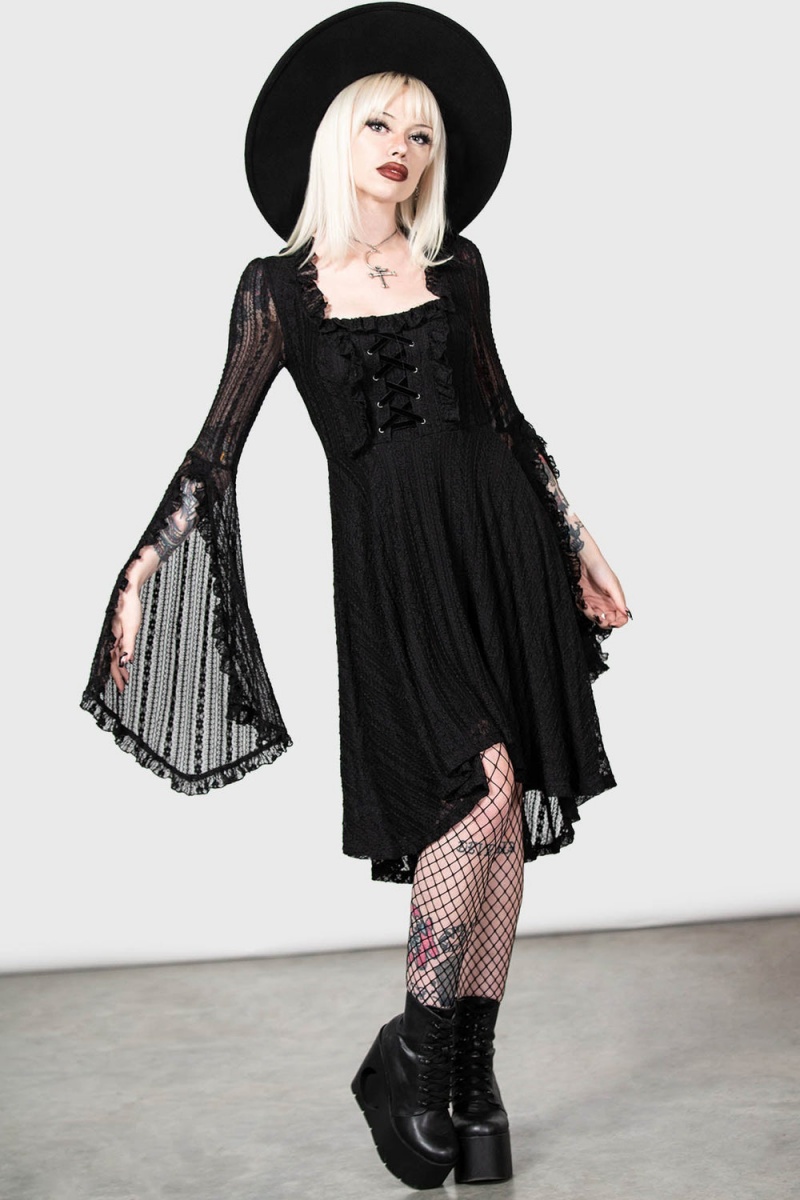 Killstar Gabriela Maiden Šaty Černé | LOMNTI-982