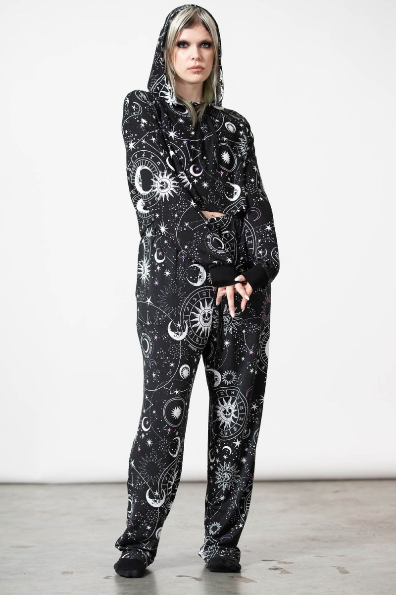 Killstar Galaxy Cropped Hoodie Černé | GBHIEA-492