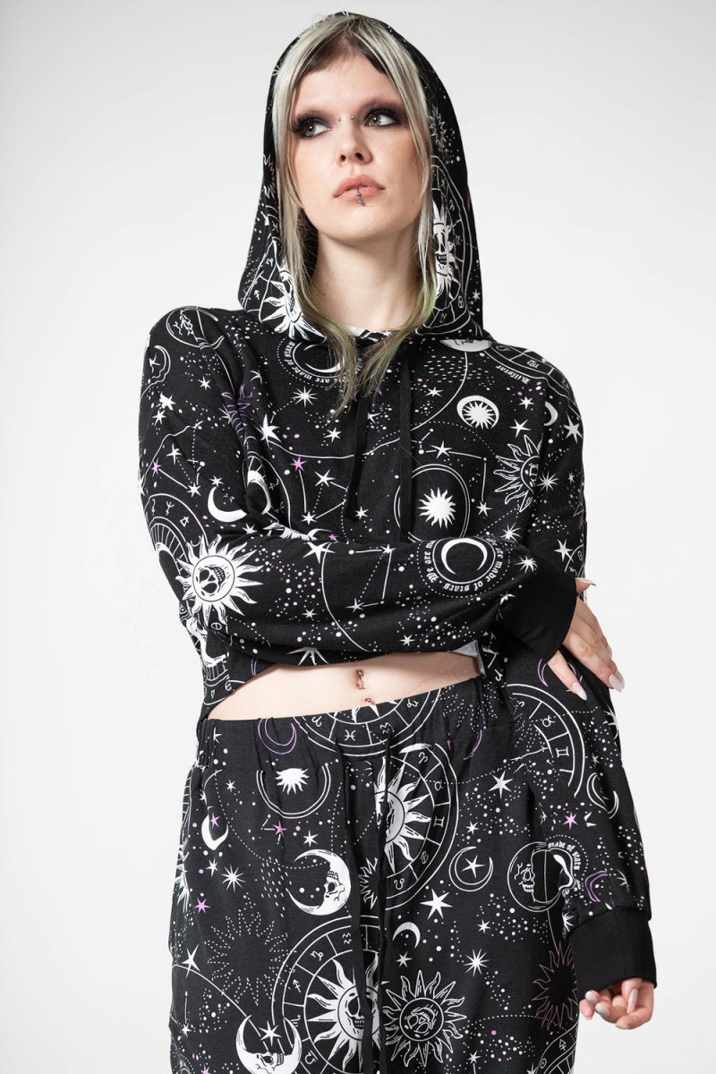 Killstar Galaxy Cropped Hoodie Černé | GBHIEA-492