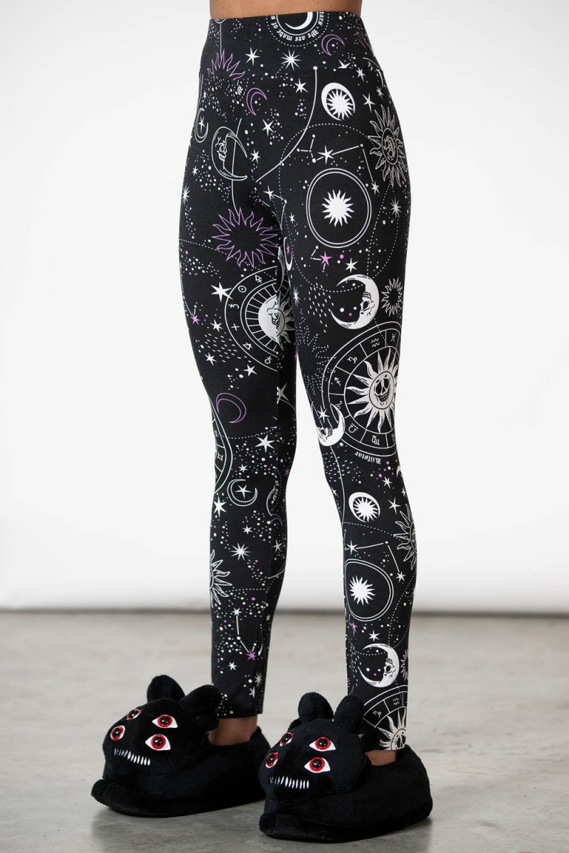Killstar Galaxy Lounge Leggings Černé | CGPDWM-172