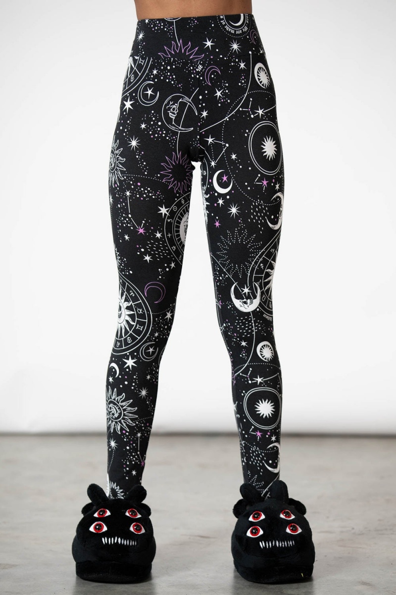 Killstar Galaxy Lounge Leggings Černé | FWYSUN-109
