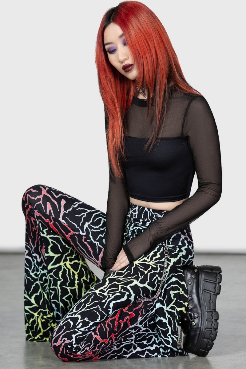 Killstar Glamour Perfection Flares Černé | CLKNRI-217