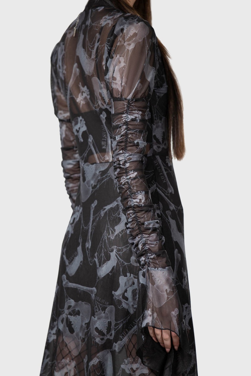 Killstar Glisten Long Sleeve Šaty Černé | ZLEJRU-269