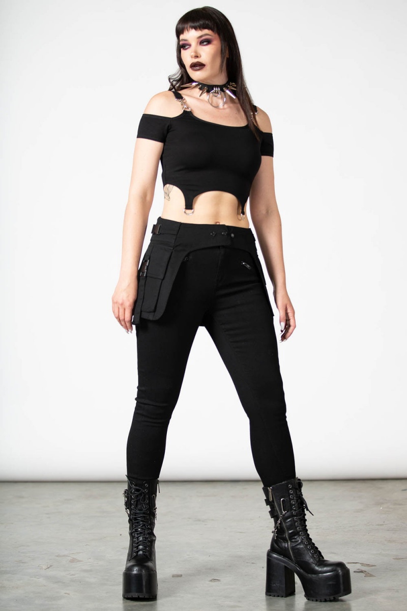 Killstar Glitch Pocket Belt Černé | MFVYJZ-892