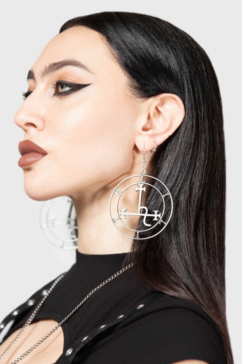 Killstar Glorious Charm Earrings Stříbrné | UNLVBA-894