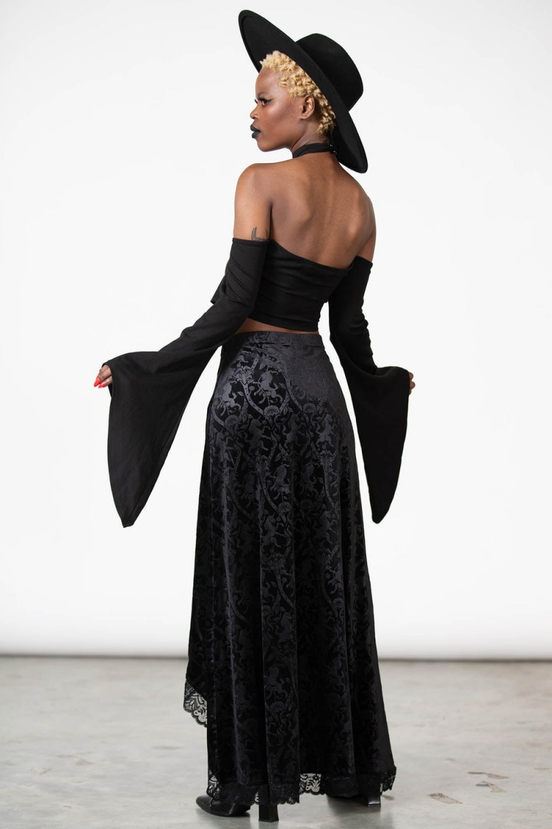 Killstar Grailed Maxi Skirt [B] Černé | DFZKNR-608