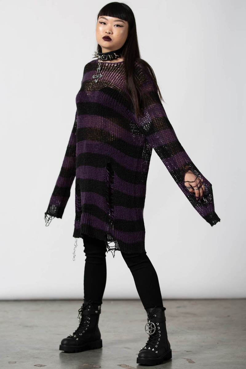 Killstar Graph Knit Svetrové Fialové | CPVANO-648